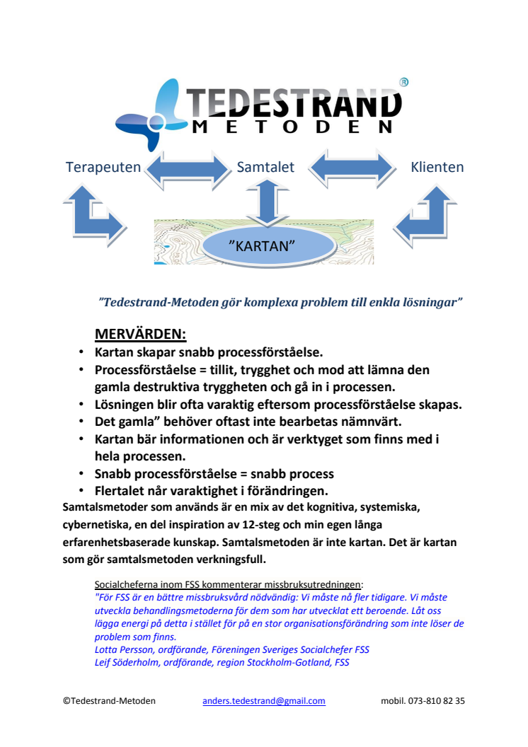 Visuell samtalsterapi- beskrivning av mervärden som skapas genom kartan.