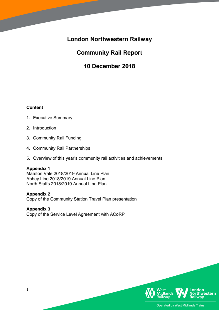 Community  Rail Report - London Northwestern Railway