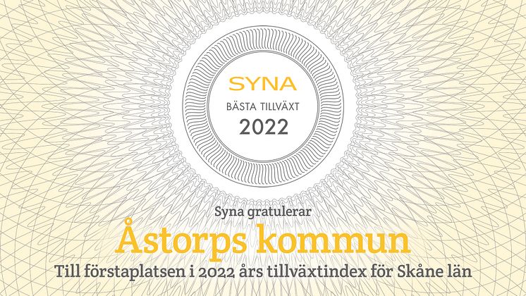 Syna gratulerar Åstorp kommun 1 Skåne län