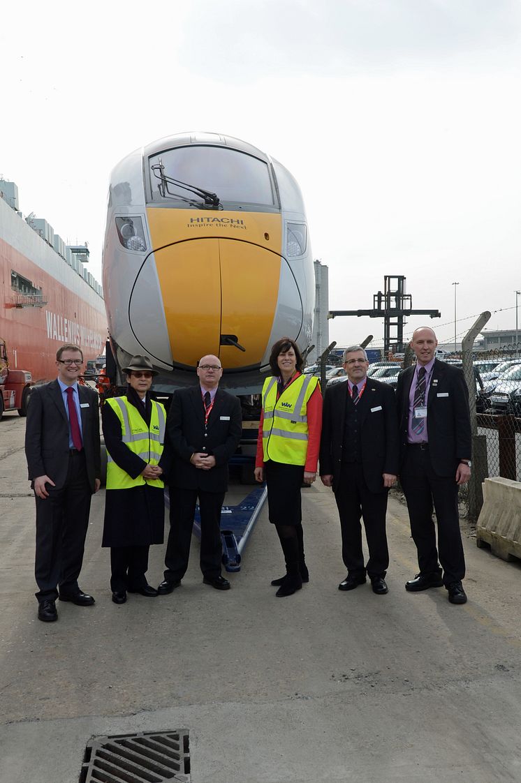 Rail Minister Claire Perry MP welcomes arrival of first Hitachi pre-series Class 800 train for Intercity Express Programme