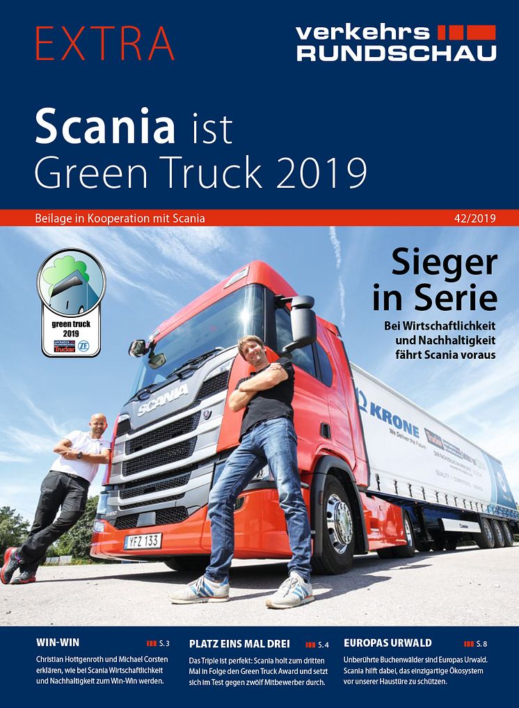 VerkehrsRundschau und Scania EXTRA Scania ist Green Truck 2019