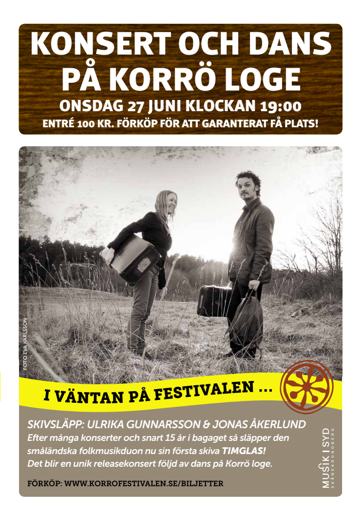 Folkmusikduon Ulrika Gunnarsson & Jonas Åkerlund bjuder på skivsläpp med dans!