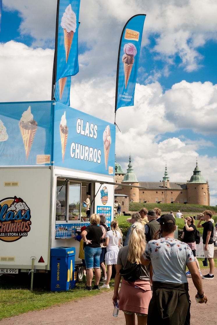 Glass- och churrosvagn på Sandskulpturfestivalen 