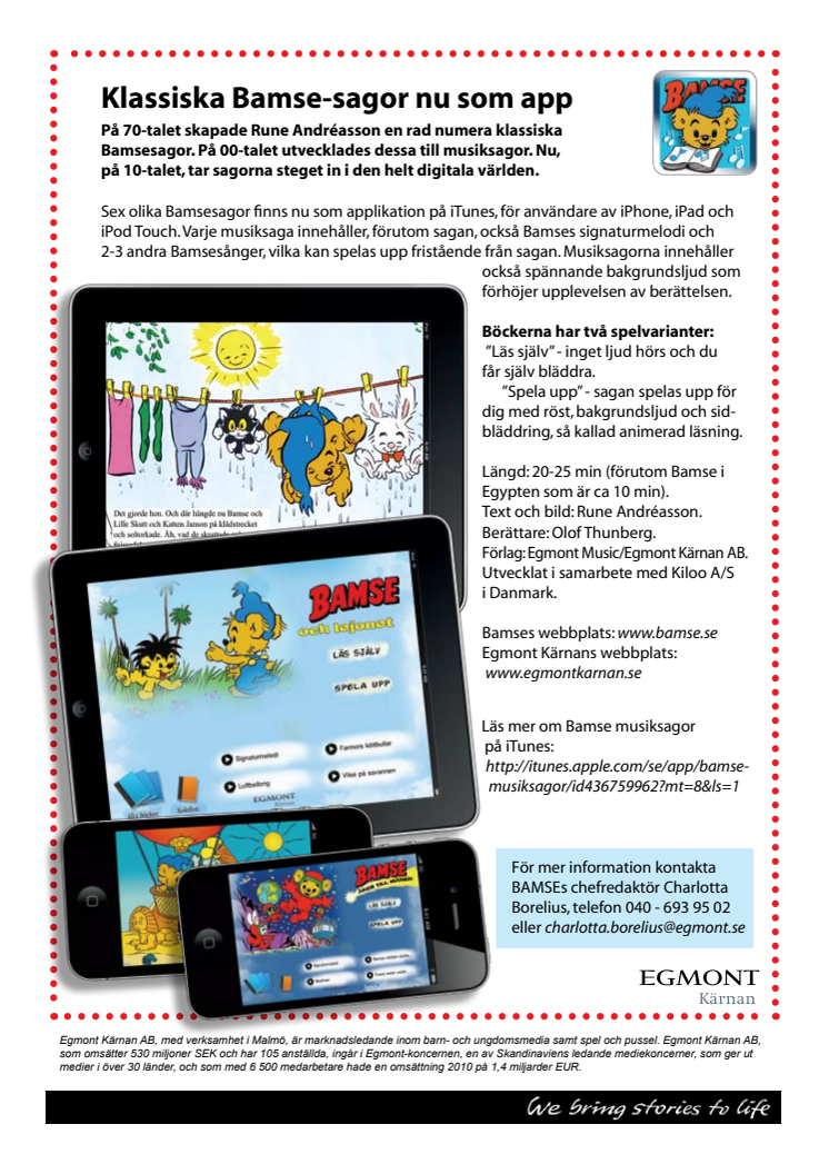 Klassiska Bamse-sagor nu som app