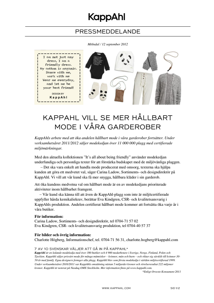 KappAhl vill se mer hållbart mode i våra garderober