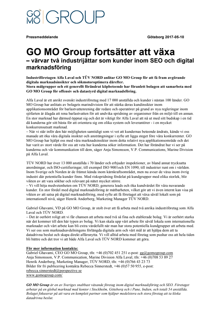 GO MO Group fortsätter att växa – värvar två industrijättar som kunder inom SEO och digital marknadsföring 