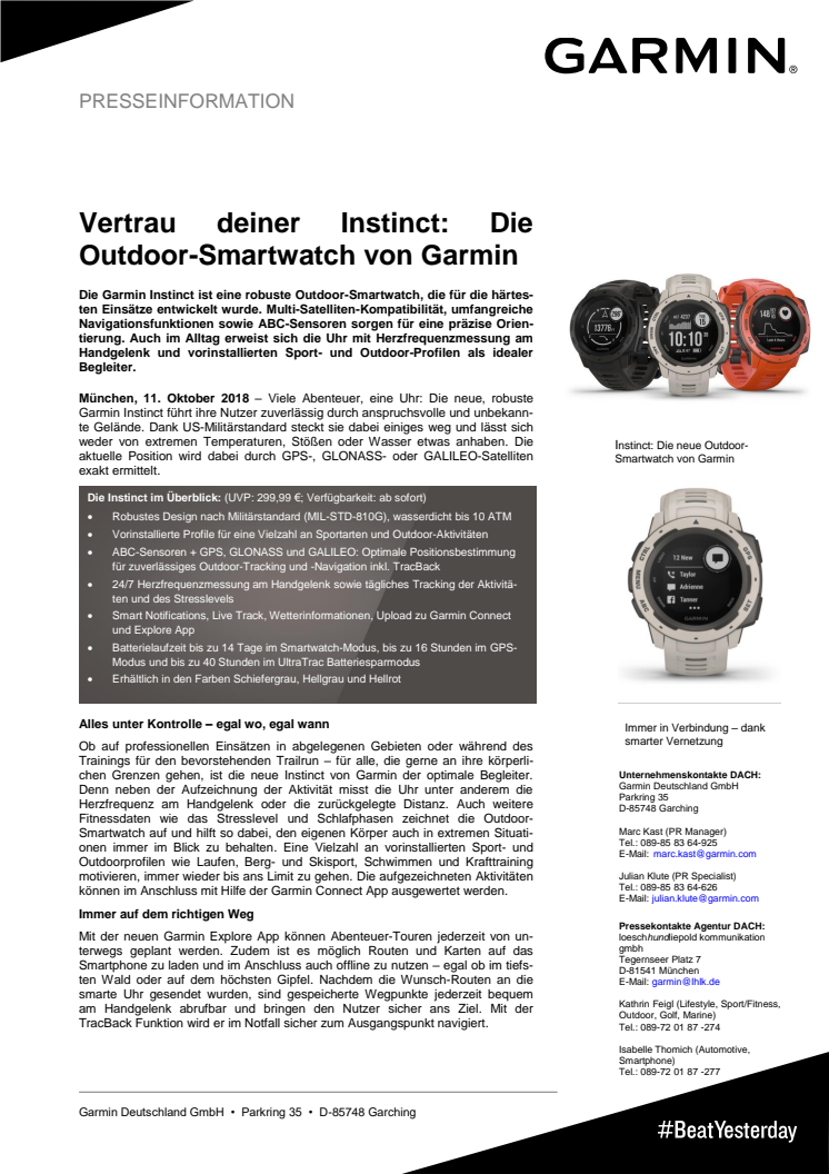 Vertrau deiner Instinct: Die Outdoor-Smartwatch von Garmin