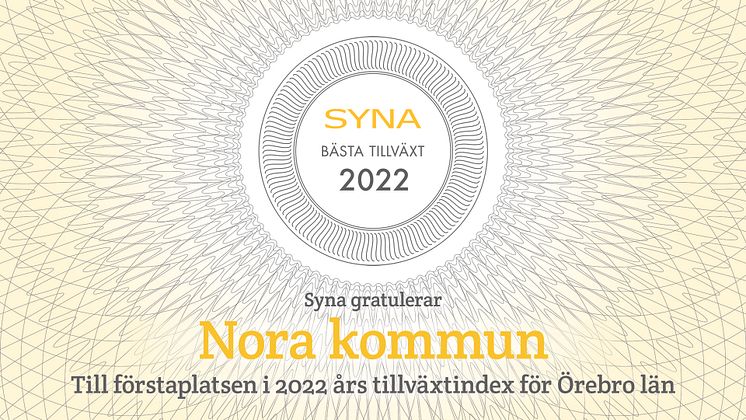 Syna gratulerar Nora kommun 1 Örebro län