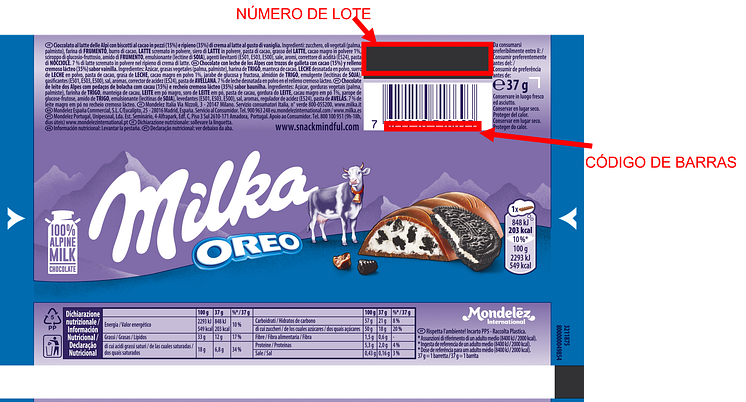 MILKA 37G OREO CHOCO_Indicaciones Lote y Código de Barras