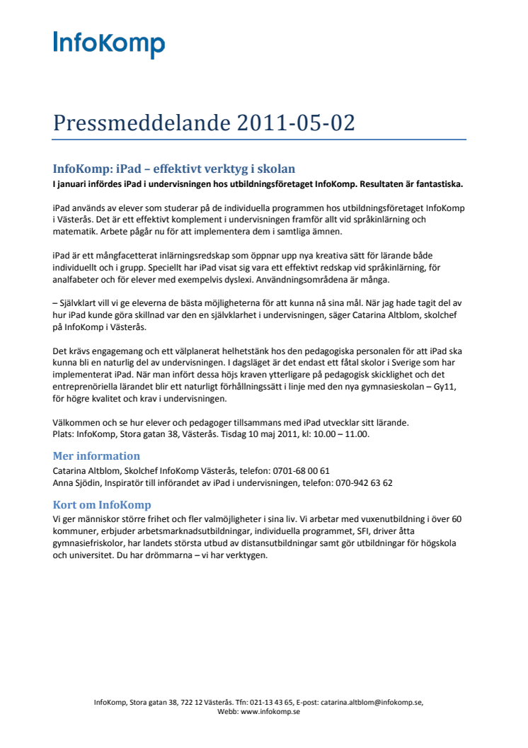 InfoKomp: iPad – effektivt verktyg i skolan