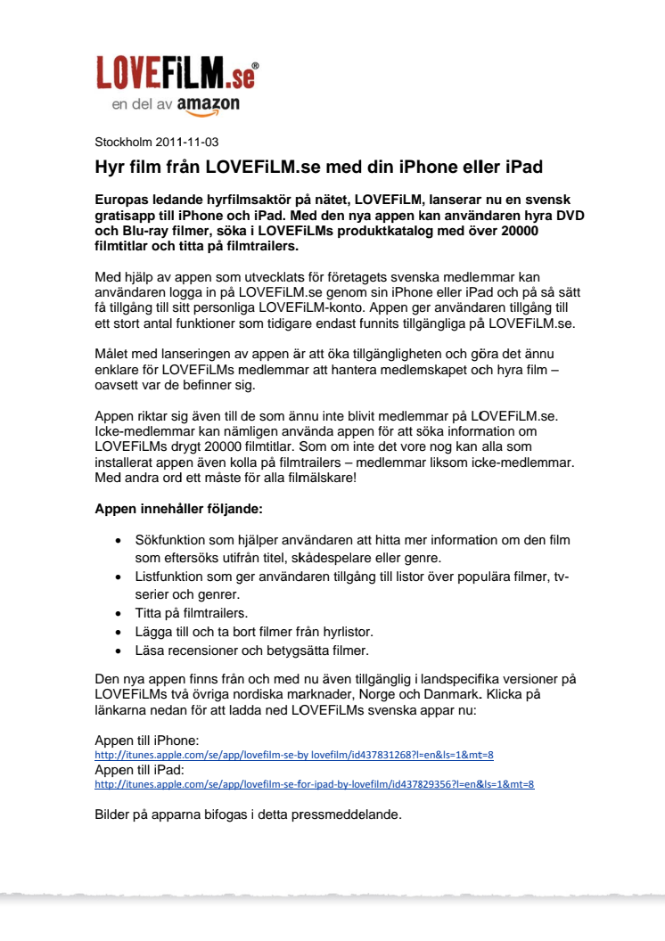 Hyr film från LOVEFiLM.se med din iPhone eller iPad