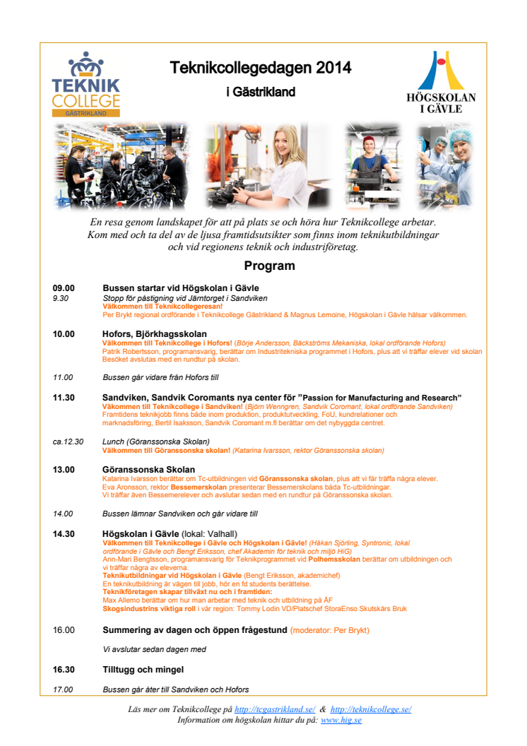 Pressinbjudan till Teknikcollegedagen 2014 i Gästrikland