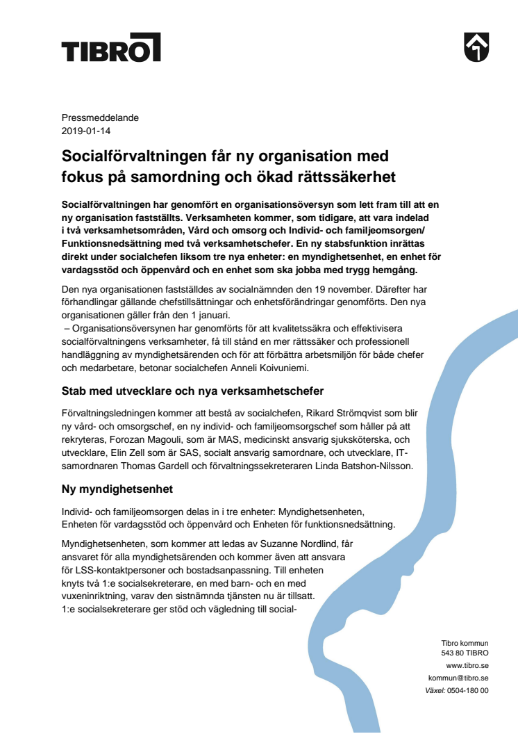 Socialförvaltningen får ny organisation med  fokus på samordning och ökad rättssäkerhet