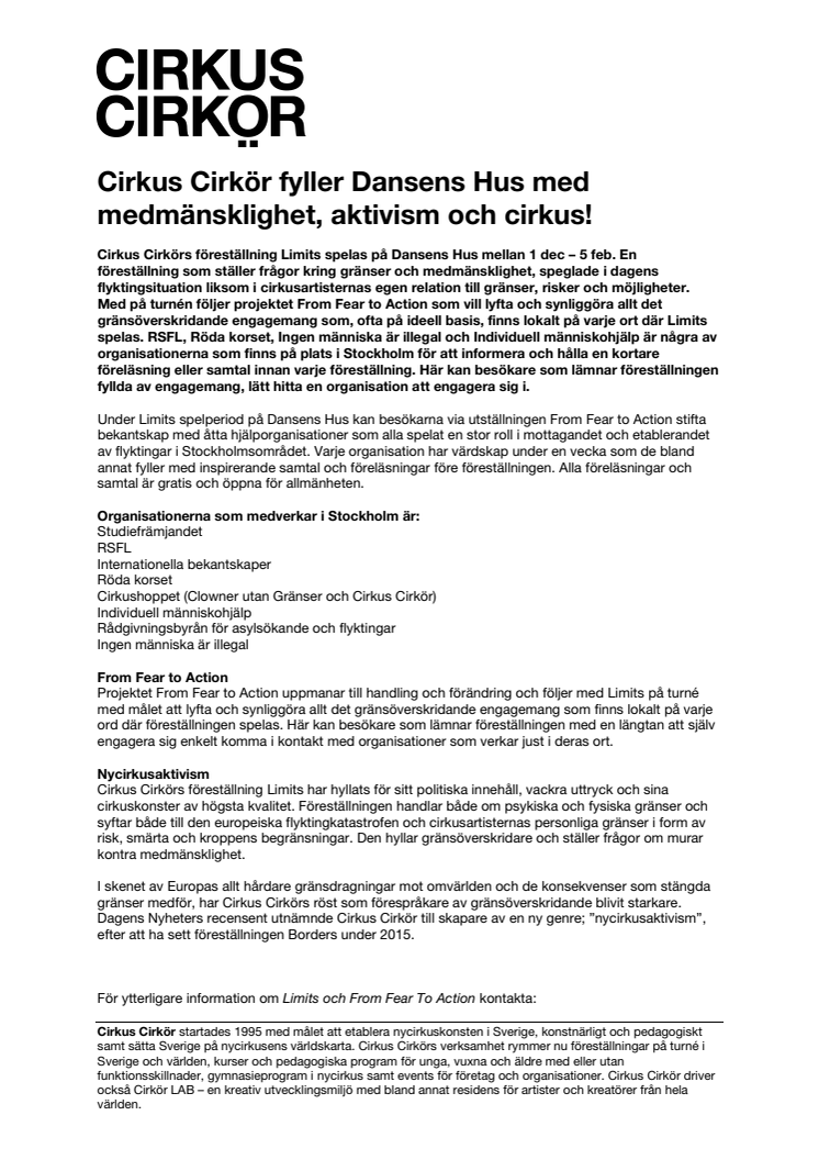 Cirkus Cirkör fyller Dansens Hus med medmänsklighet, aktivism och cirkus!