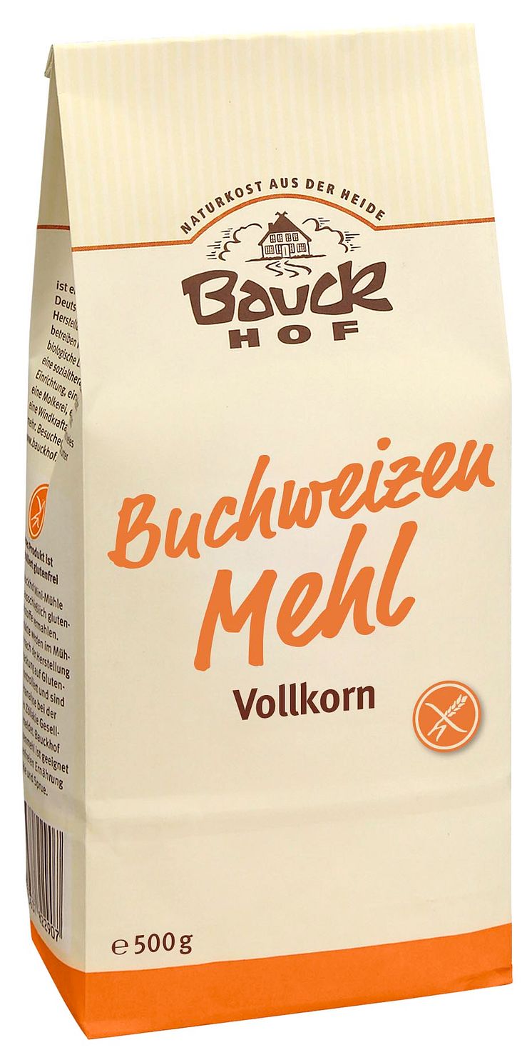 Bauck økologisk bokhvetemel fullkorn glutenfri 500 g