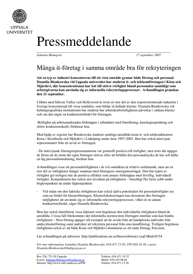 Många it-företag i samma område bra för rekryteringen