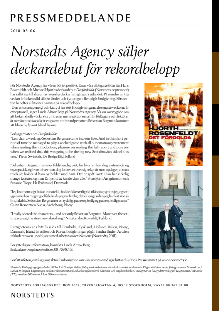 Norstedts Agency säljer deckardebut för rekordbelopp