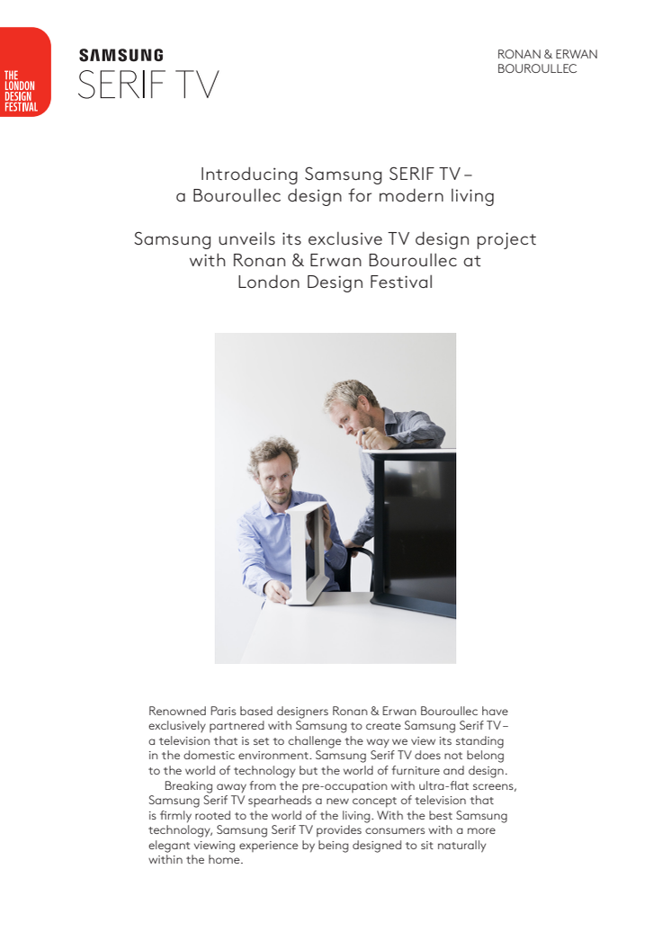 Samsung & Bouroullec launch Serif TV