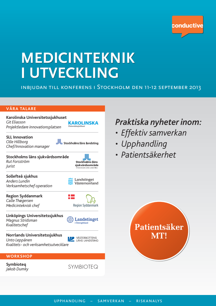 Medicinteknik i utveckling, konferens i Stockholm 11-12 september 2013