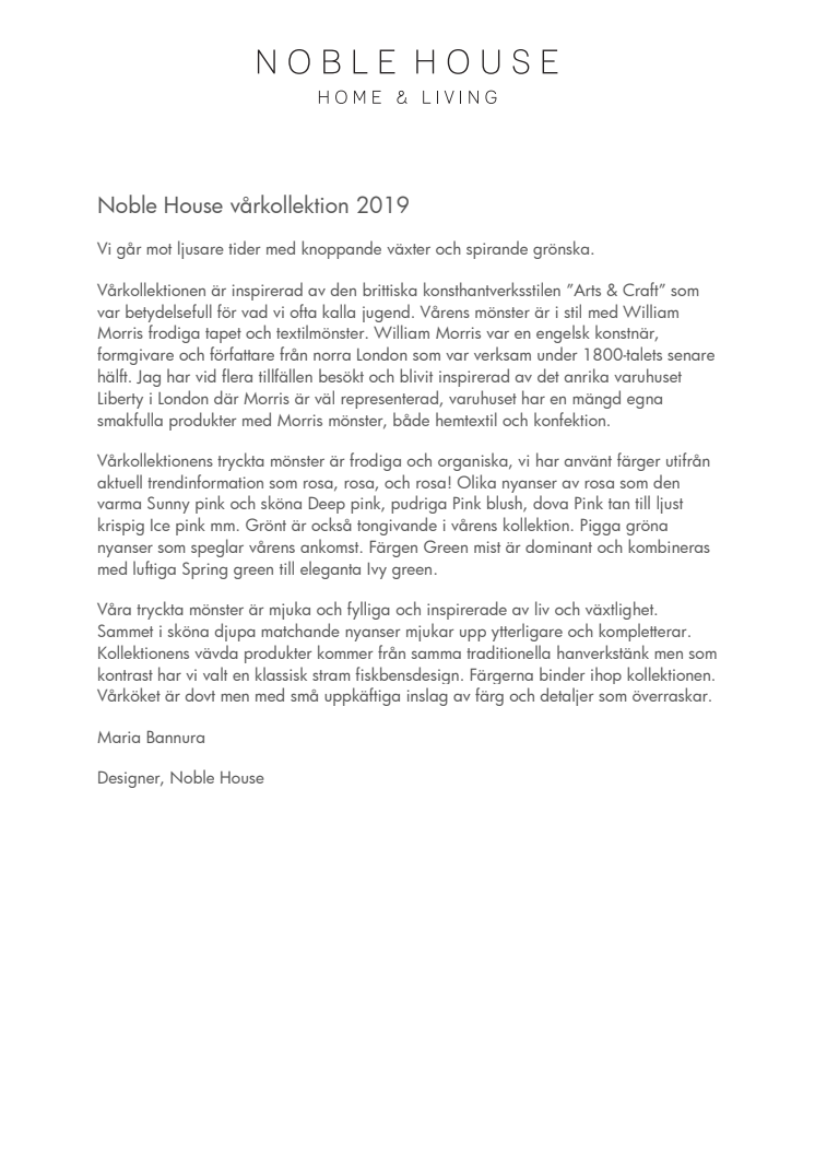 Noble House vårkollektion 2019