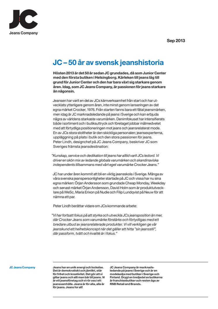 JC – 50 år av svensk jeanshistoria