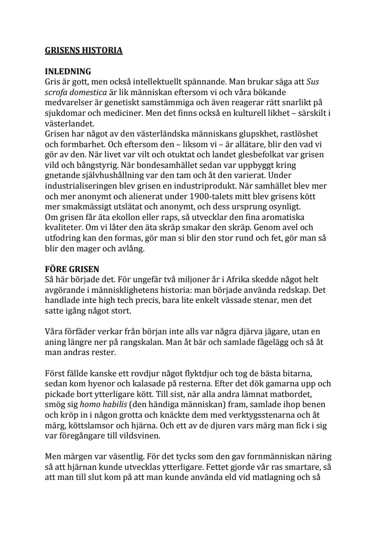 Grisens historia på tallriken - Jens Linder