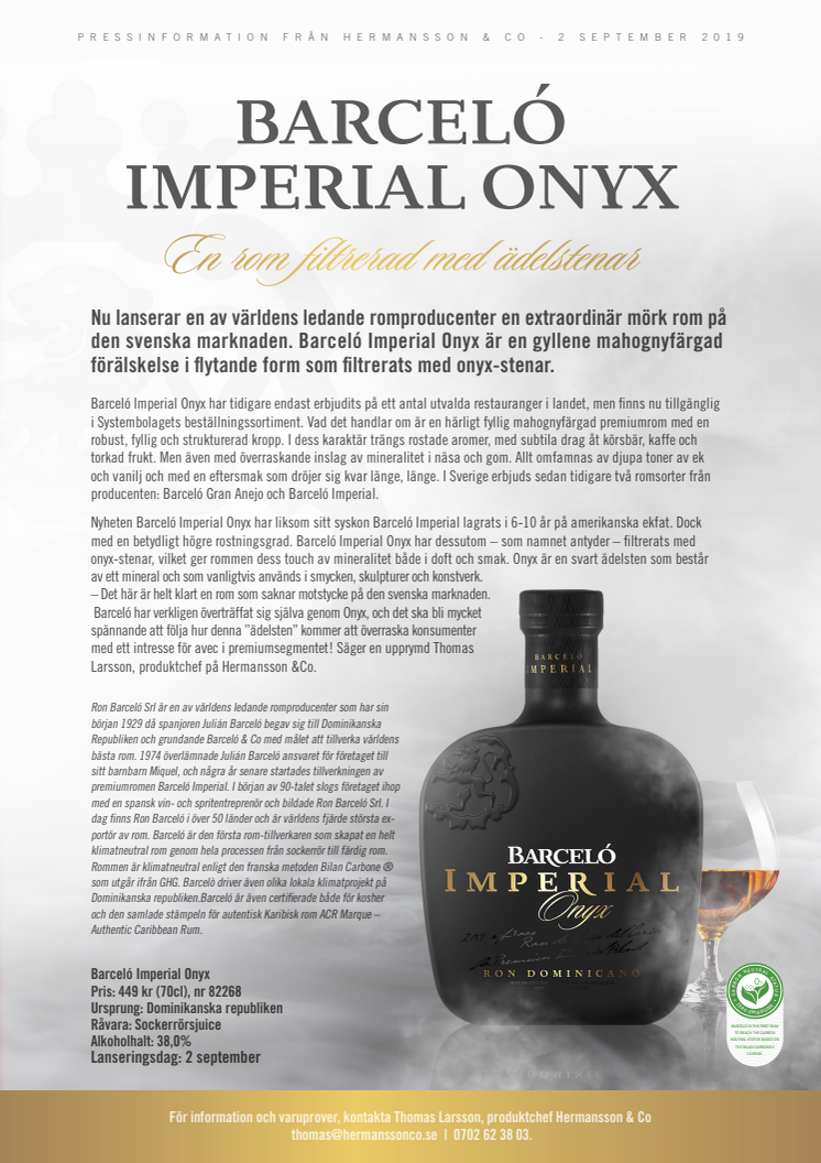 BARCELÓ IMPERIAL ONYX - en rom filtrerad med ädelstenar!