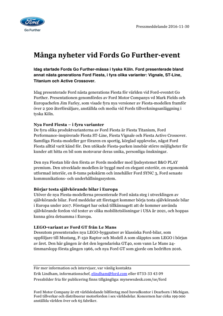 Många nyheter vid Fords Go Further-event