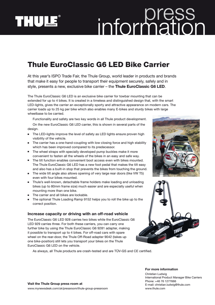 Information om Thule EuroClassic G6 LED