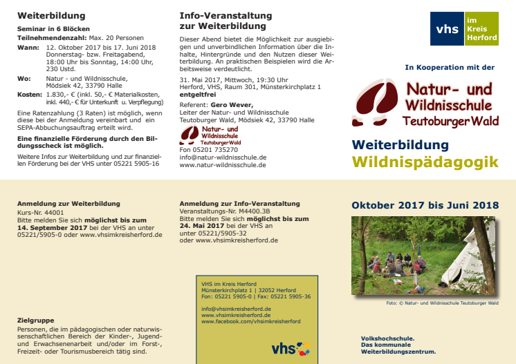 Zertifizierte Weiterbildung „Wildnispädagogik “ der Natur- und Wildnisschule Teutoburger Wald
