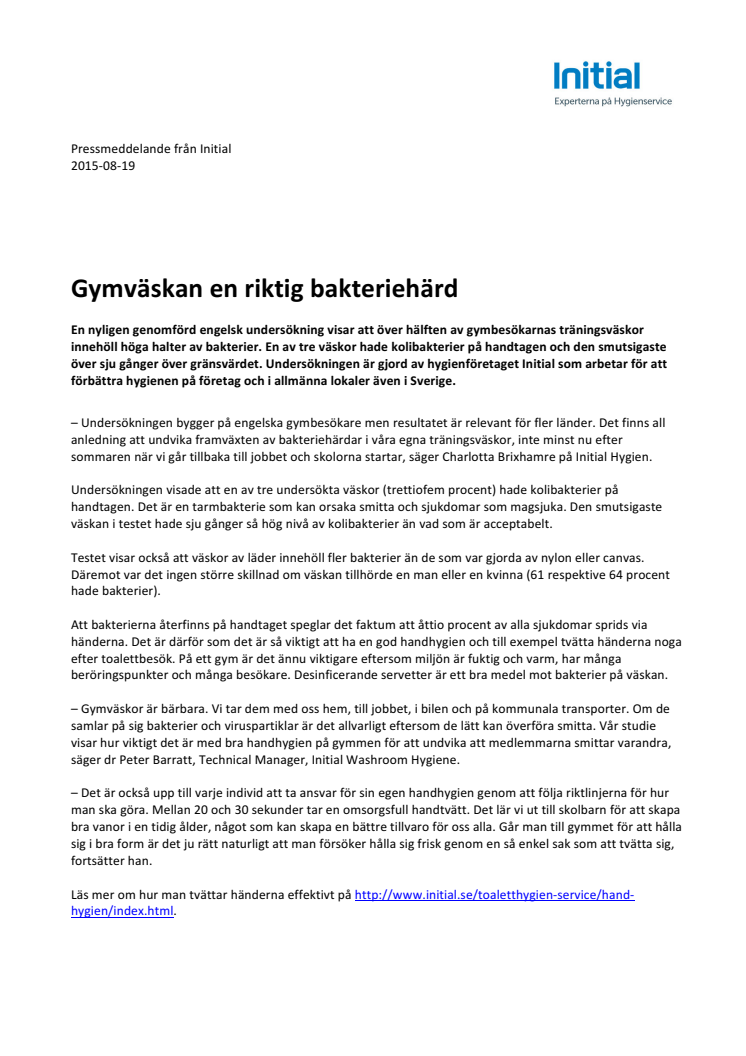 ​Gymväskan en riktig bakteriehärd