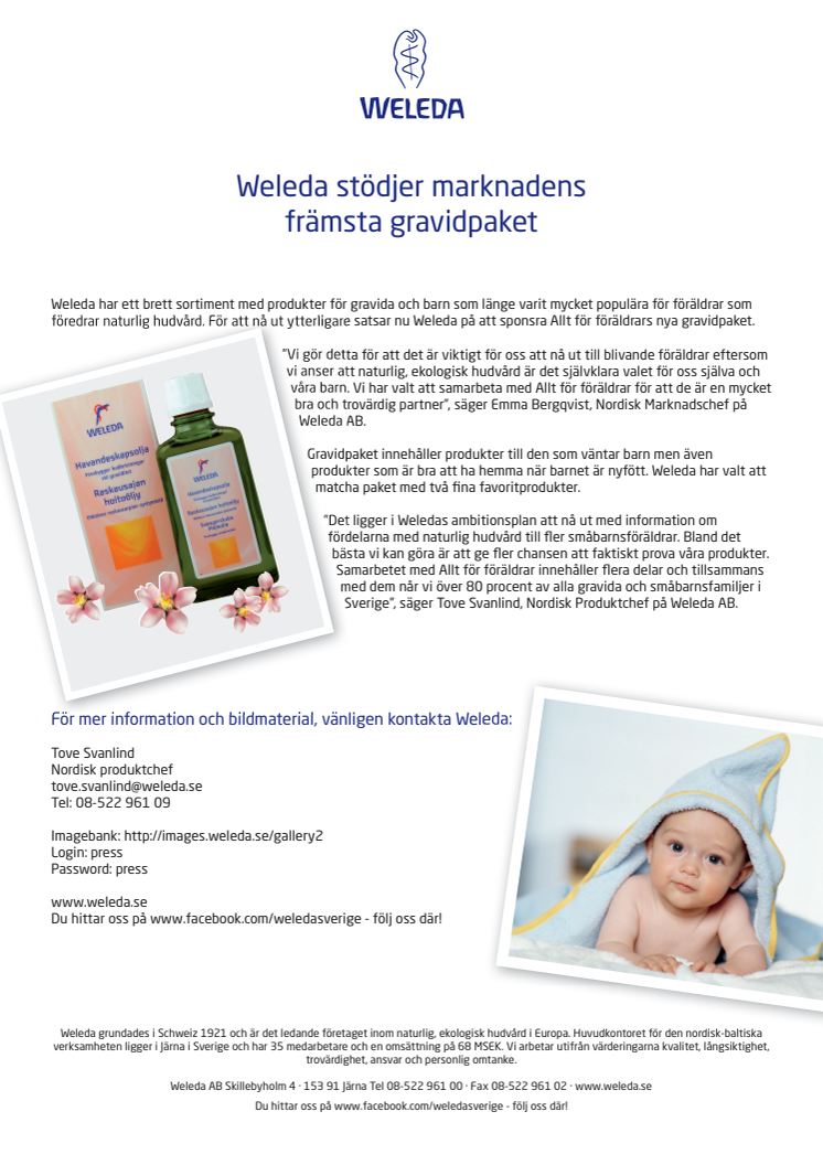 Weleda stödjer marknadens främsta gravidpaket