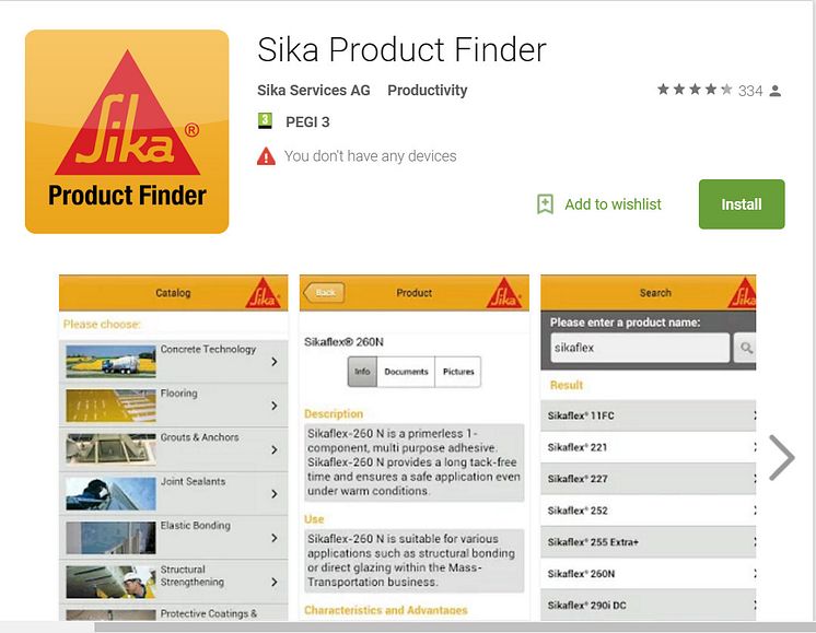High res image - Sika Limited - Product Finder App