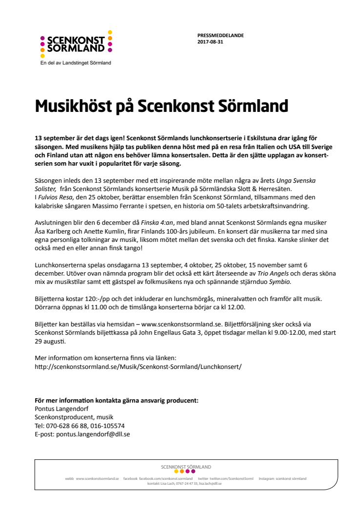 Musikhöst på Scenkonst Sörmland