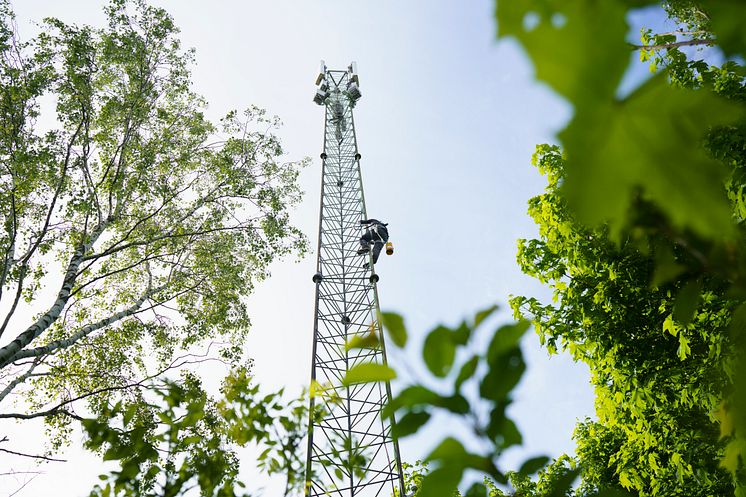 Telenor mast i grønt landskab