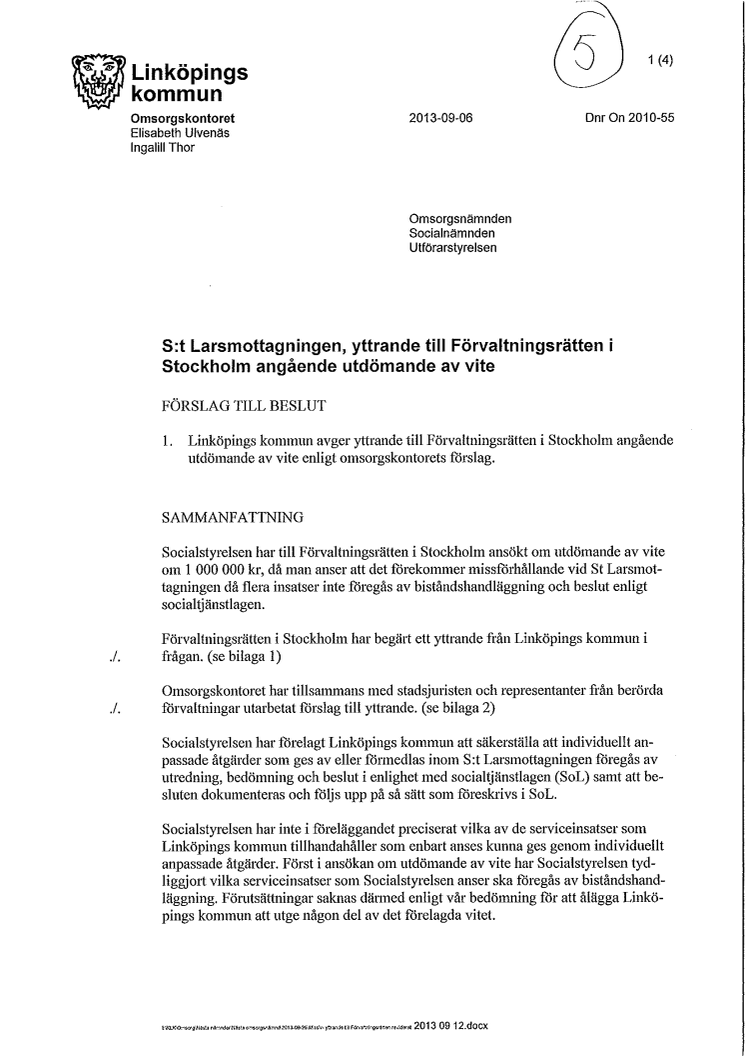 St Larsmottagningen missiv