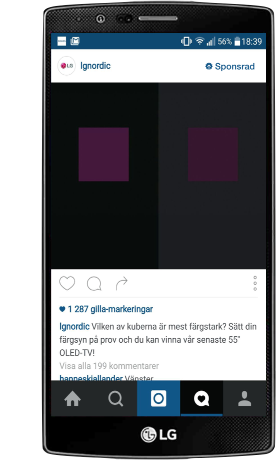 Instagram-annonsering för LG:s OLED-TV