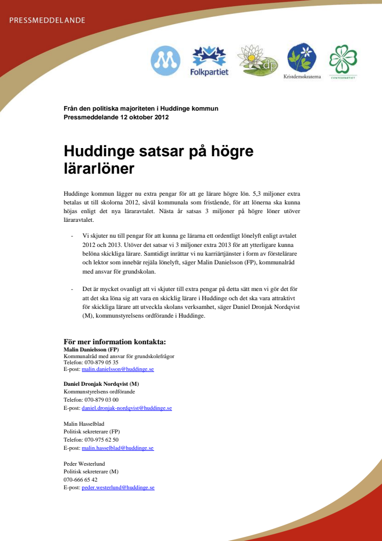 Huddinge satsar på högre lärarlöner