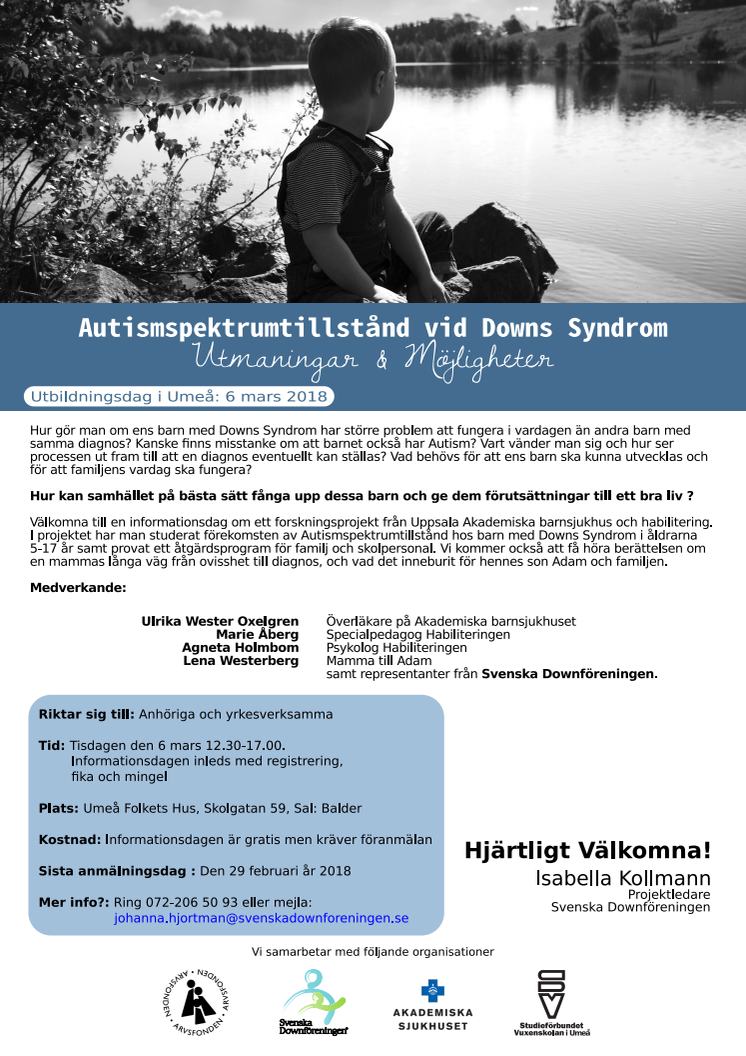 Informationsdag  i Umeå den 6 mars - "Autism vid Downs Syndrom"