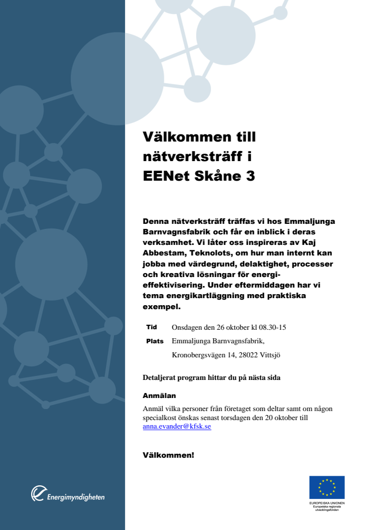 Välkommen till nätverksträff för energieffektivisering i små- och medelstora företag!