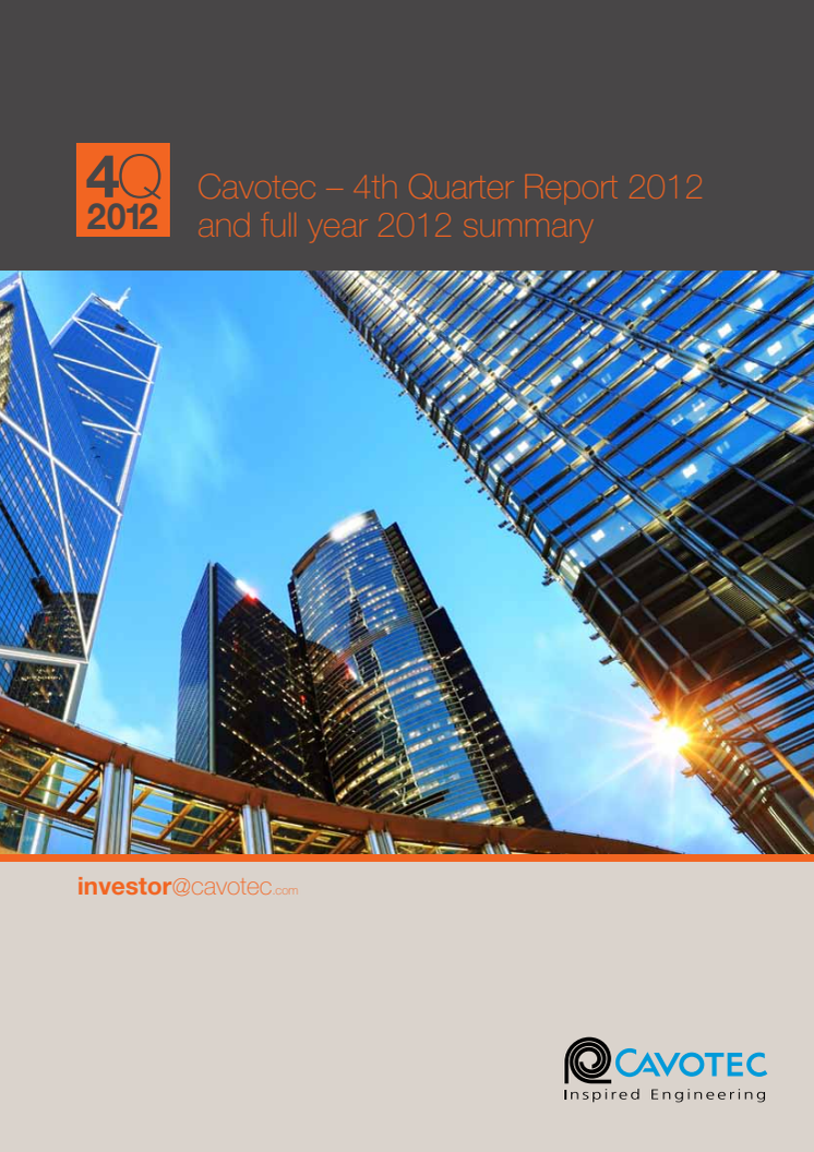 Cavotec 4Q12 report and full year 2012 summary  