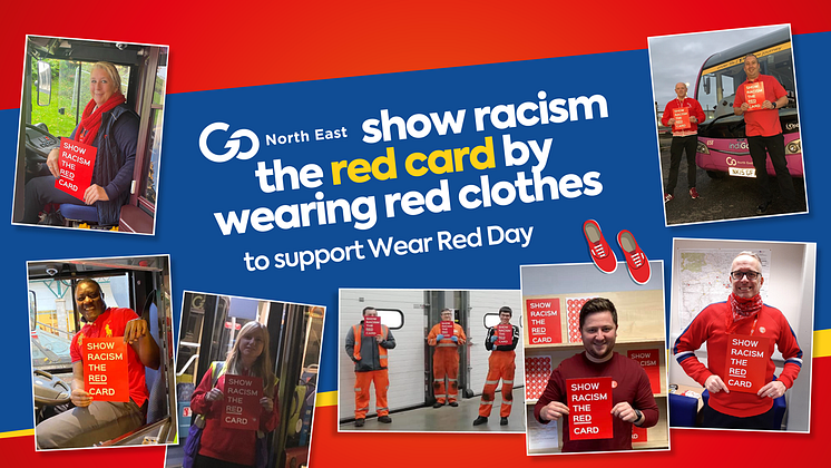 Go North East wears red to support and raise money for Show Racism the Red Card’s Wear Red Day