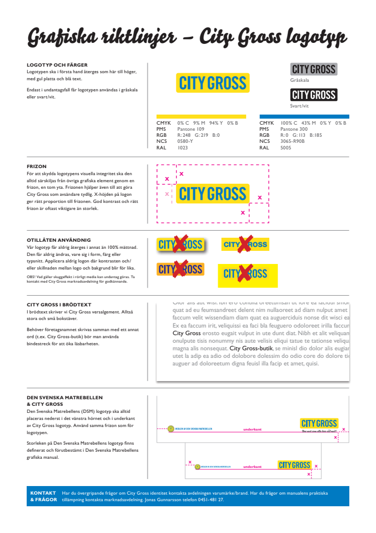 City Gross grafisk riktlinje logotypfärger