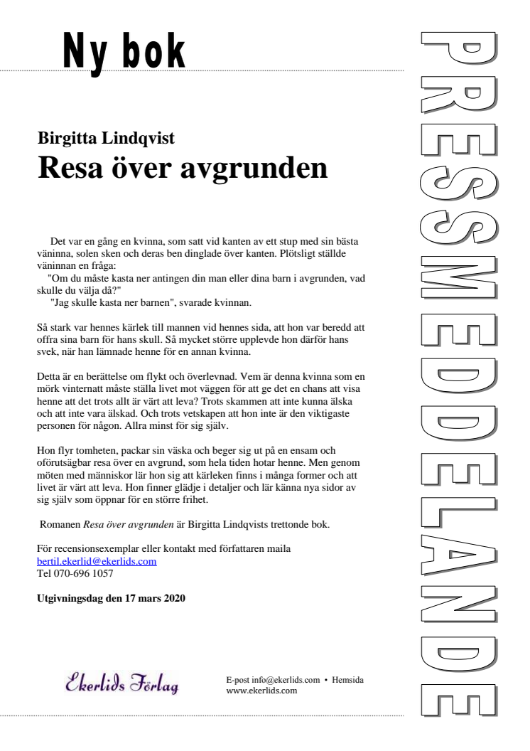 Ny bok: Resa över avgrunden av Birgitta Lindqvist