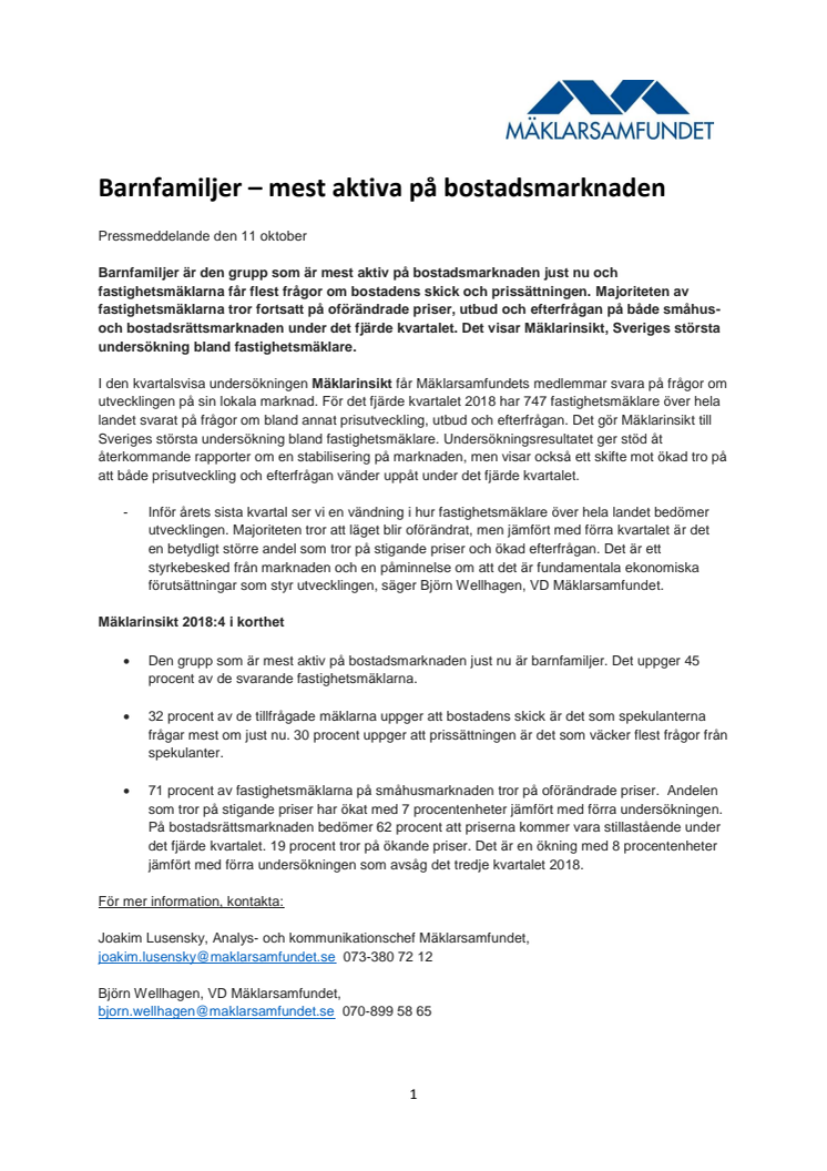 Barnfamiljer – mest aktiva på bostadsmarknaden 