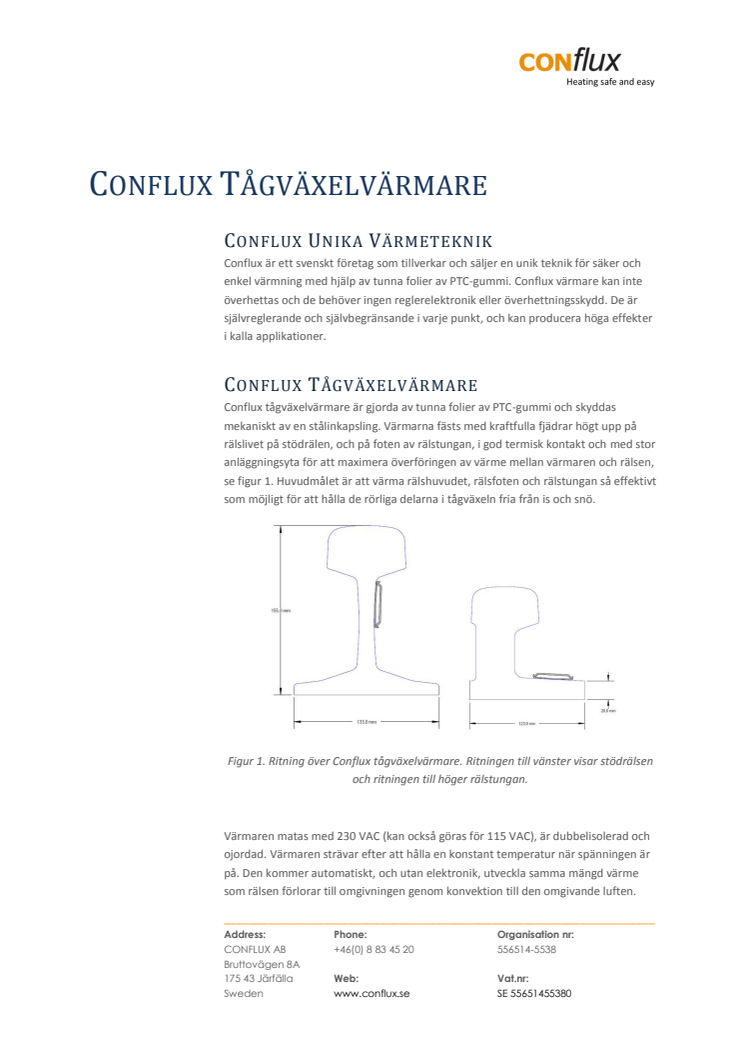 Conflux tågväxelvärmare produktblad