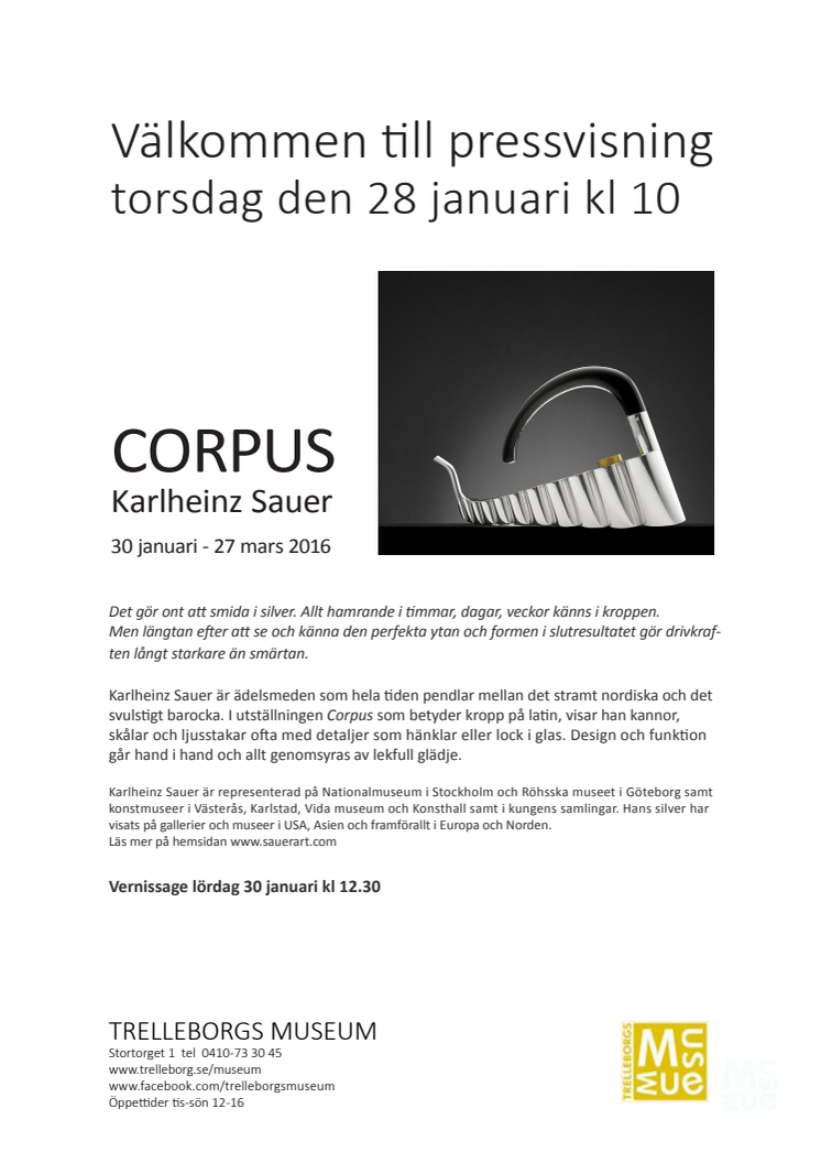 Karlheinz Sauer - Corpus  - Konstutställning 30 januari - 27 mars 2016