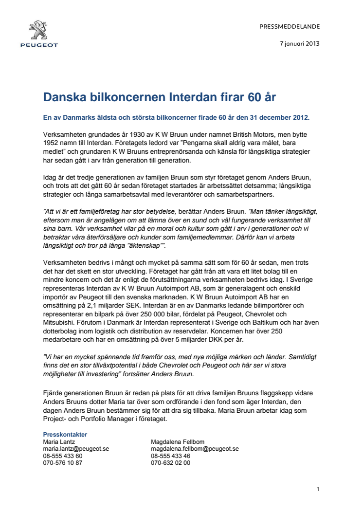 Danska bilkoncernen Interdan firar 60 år