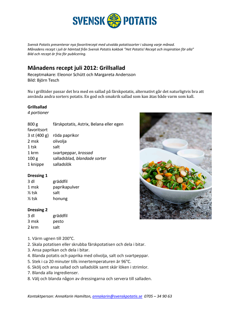 Månadens recept juli - Grillsallad