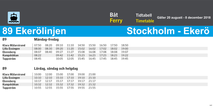 Tidtabell linje 89